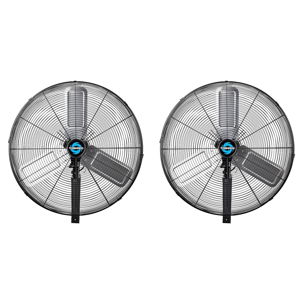 Version 1.0.0 Tornado Paquete de 2 ventiladores oscilantes de montaje en pared de alta velocidad 7600 CFM de 24 pulgadas Pro Series pa