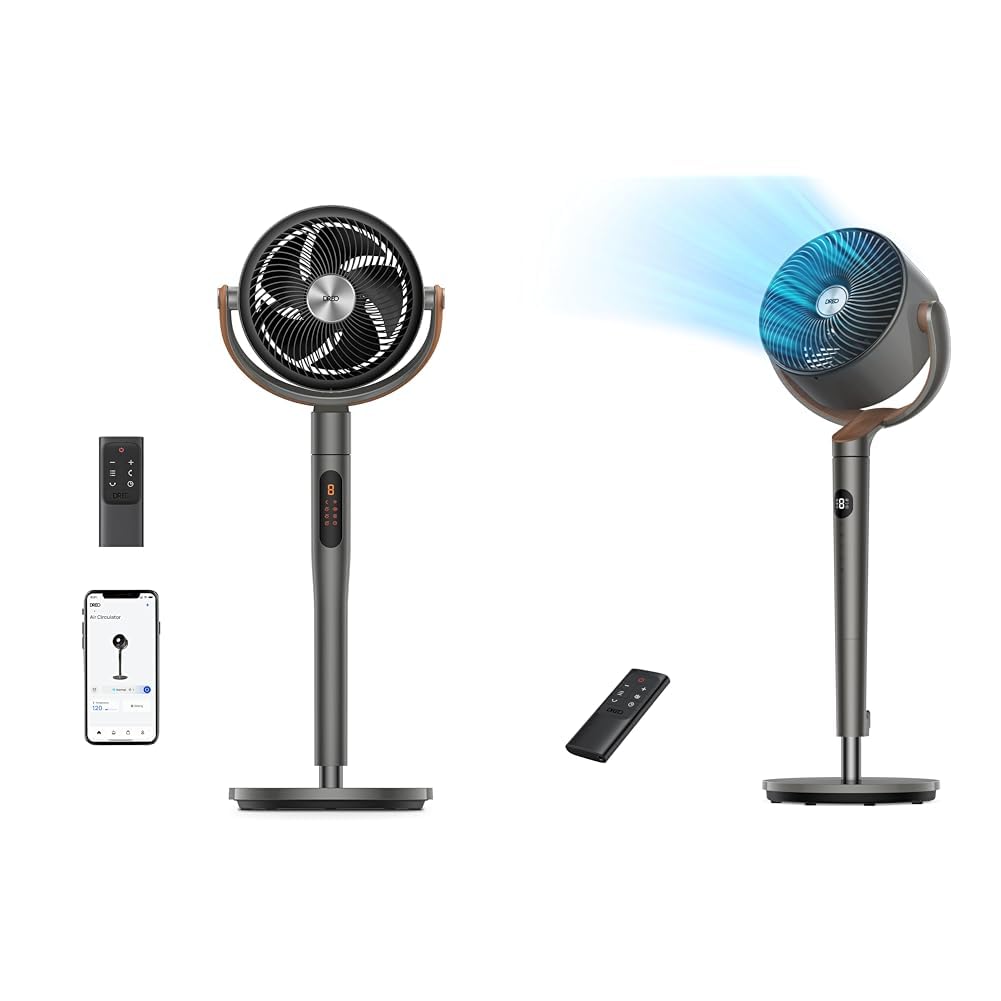 Version 1.0.0 Ventiladores Dreo pedestal oscilante 120 y 105 grados 8 velocidades 6 modos y torre oscilante 120 grados silenciosos par