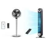 Ventilador de Pedestal Inteligente Dreo 43 pulgadas con Torre para Dormitorio 26 ft/s Temporizador 12 horas