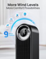 Ventilador de Pedestal Inteligente Dreo 43 pulgadas con Torre para Dormitorio 26 ft/s Temporizador 12 horas