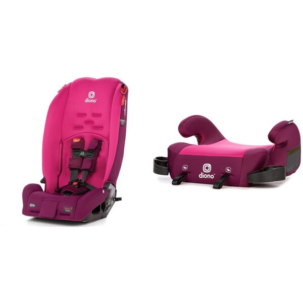 Diono Radian 3R Pink Blossom 10 años 1 Asiento convertible para automóvil y Diono Solana 2 XL Asiento elevador rosa 8 añ