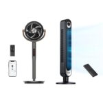 Ventiladores Dreo pedestal PolyFan 513S 882 CFM 8 velocidades 25 dB y torre 42 pulgadas sin aspas oscilantes control rem