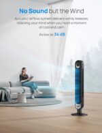 Ventiladores Dreo pedestal PolyFan 513S 882 CFM 8 velocidades 25 dB y torre 42 pulgadas sin aspas oscilantes control rem