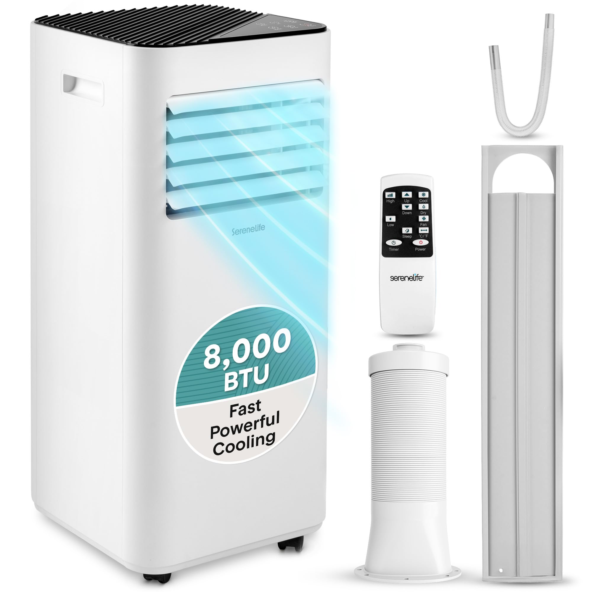 Version 1.0.0 Aire Acondicionado Portátil SereneLife SLPAC180W 8000 BTU 3 en 1 unidad de piso compacta enfría hasta 28 metros cuadrado