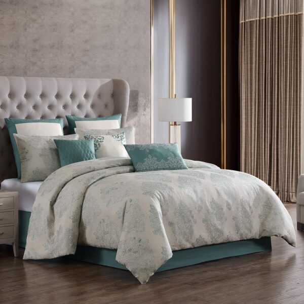 Juego de edredon Riverbrook Home Marana 90753 tamaño King azul 10 piezas ropa de cama completa