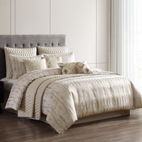 Juego de edredón Milan Riverbrook Home 90748 bronceado King 10 piezas ropa de cama