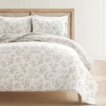 Juego de edredón reversible Lush Decor 23T000462 jacquard floral 3 piezas King California King neutro ropa de cama