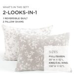 Juego de edredón reversible Lush Decor 23T000462 jacquard floral 3 piezas King California King neutro ropa de cama