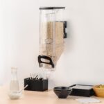 Dispensador de cereales plástico montado en pared Restaurantware RWT1663B 5 galones negro autoservicio alimentos secos