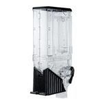 Dispensador de cereal y dulces plástico negro 5 galones Restaurantware RWT1666B con soporte 3 niveles para buffet y hote