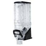 Dispensador de cereal y dulces plástico negro 5 galones Restaurantware RWT1666B con soporte 3 niveles para buffet y hote