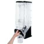 Dispensador de cereal y dulces plástico negro 5 galones Restaurantware RWT1666B con soporte 3 niveles para buffet y hote