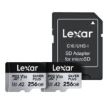 Lexar Tarjeta Micro SD Profesional Silver Plus de 256 GB (Paquete de 2), UHS-I, C10, U3, V30, Full HD y 4K, Hasta 205/15