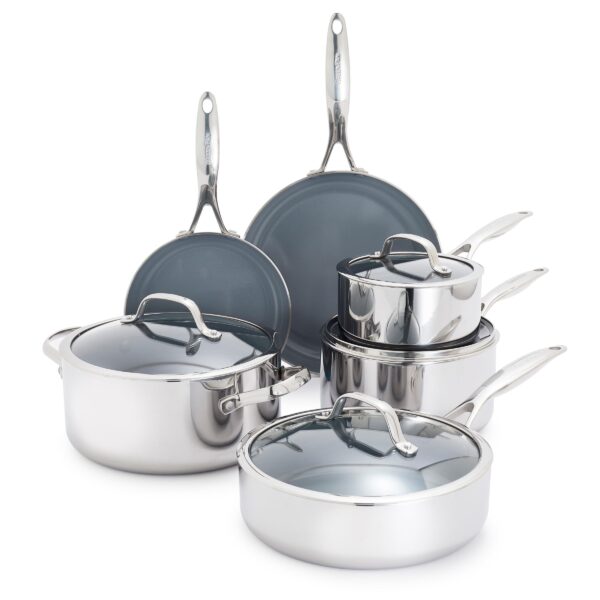 Batería de cocina GreenPan Valencia Pro CC008351-001 juego de ollas y sartenes de acero inoxidable 10 piezas apto para i