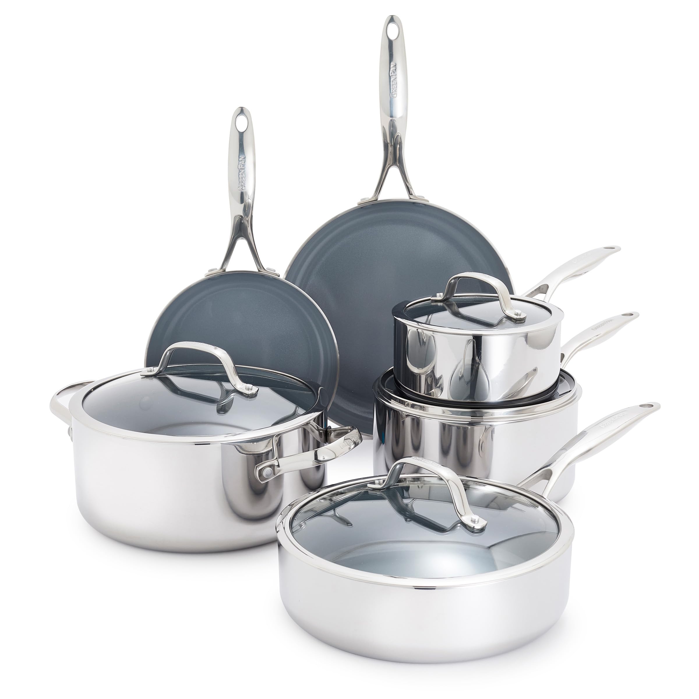 Version 1.0.0 Batería de cocina GreenPan Valencia Pro CC008351-001 juego de ollas y sartenes de acero inoxidable 10 piezas apto para i