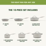 Batería de cocina GreenPan Valencia Pro CC008351-001 juego de ollas y sartenes de acero inoxidable 10 piezas apto para i