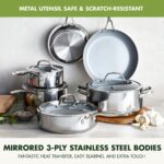 Batería de cocina GreenPan Valencia Pro CC008351-001 juego de ollas y sartenes de acero inoxidable 10 piezas apto para i
