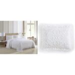 Juego de colcha y fundas de felpilla medallion Beatrice Home Fashions talla King color blanco 3 piezas ropa de cama
