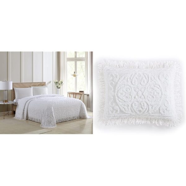Juego de colcha y fundas de felpilla medallion Beatrice Home Fashions talla King color blanco 3 piezas ropa de cama