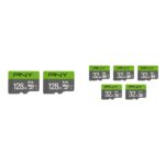 PNY Paquete de 2 tarjetas microSDXC y microSDHC Elite Class 10 U1 de 128 GB y 32 GB y paquete de 5 unidades
