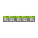 PNY Paquete de 2 tarjetas microSDXC y microSDHC Elite Class 10 U1 de 128 GB y 32 GB y paquete de 5 unidades