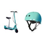 Scooter eléctrico Razor E200S con casco 80Six para niños verde azulado y verde surf talla SM a partir de 8 años