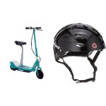 Scooter eléctrico con asiento Razor E200S y casco V17 motor 200W velocidad 19 kmh llantas 8 pulgadas negro brillante