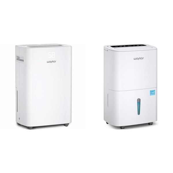 Deshumidificador Waykar 50 y 80 pintas hogar sótano 4500 pies cuadrados manguera drenaje automático