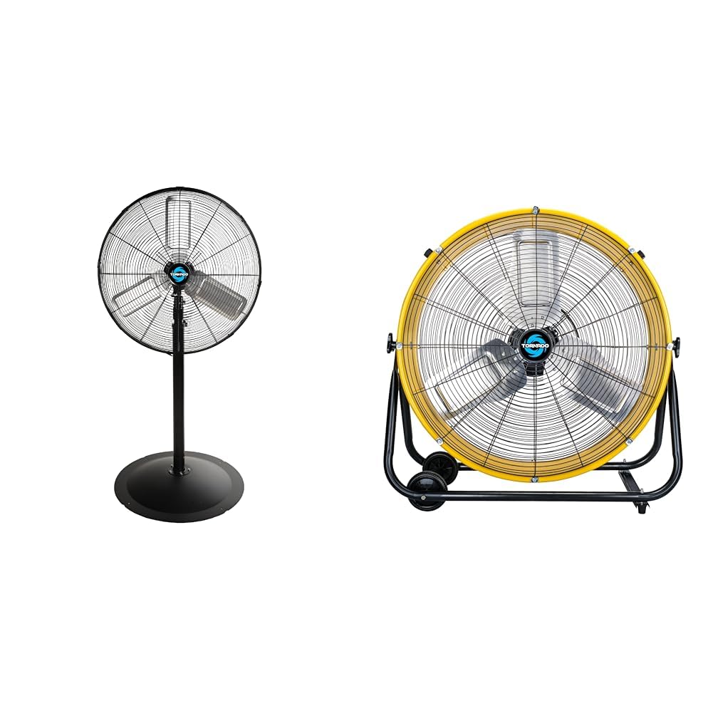 Version 1.0.0 Ventiladores Industriales Tornado Pedestal 24 pulgadas 7600 CFM y Tambor 8540 CFM Metal 3 Velocidades