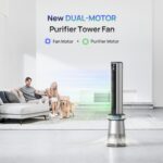 Ventilador Torre Purificador Aire Dreo 45 Pulgadas 2 en 1 con Ventilador 16 Pulgadas 25dB Control Remoto
