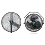 Tornado Paquete Ventiladores Industriales Pro 24 pulgadas 7600 CFM oscilante y 12 pulgadas IPX4 exterior 1650 CFM para m