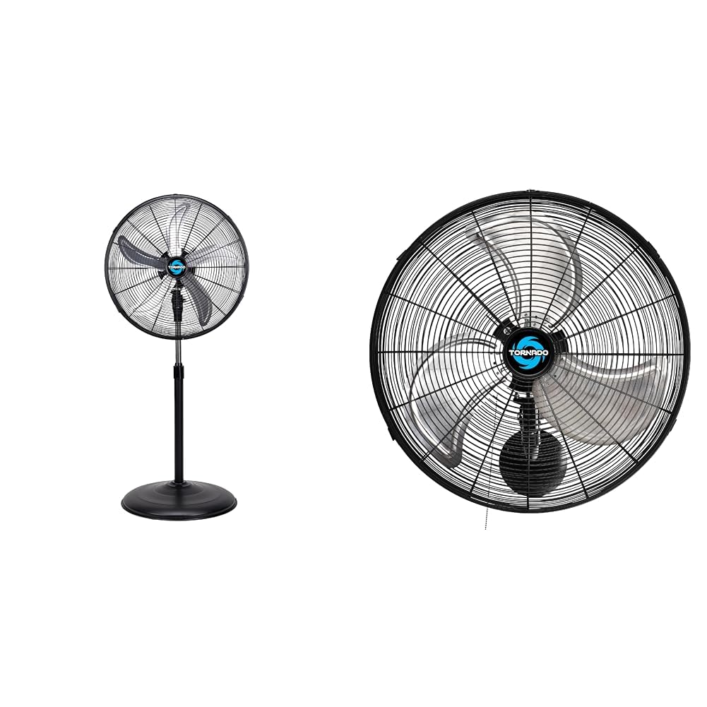 Version 1.0.0 Paquete Ventiladores Tornado pedestal oscilante 20 pulgadas 5000 CFM y montaje en pared 5250 CFM 1/6 HP aluminio y acero