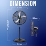 Paquete Ventiladores Tornado pedestal oscilante 20 pulgadas 5000 CFM y montaje en pared 5250 CFM 1/6 HP aluminio y acero