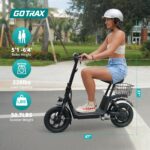 Gotrax Patinete eléctrico A5 con asiento para adultos, neumático de 12 pulgadas, máximo 15.5 millas y 15.5 millas por ho