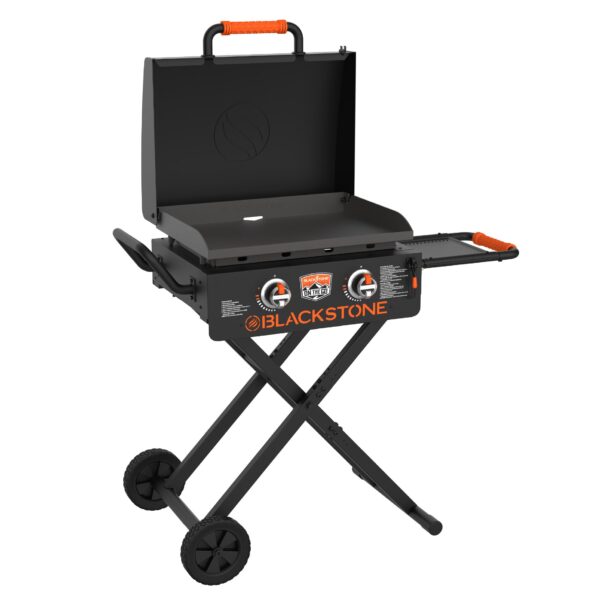 Plancha Asador de Gas Portátil Blackstone 2350 On the Go 22 pulgadas plegable con tapa de bloqueo acero negro