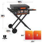 Plancha Asador de Gas Portátil Blackstone 2350 On the Go 22 pulgadas plegable con tapa de bloqueo acero negro