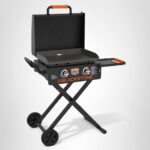 Plancha Asador de Gas Portátil Blackstone 2350 On the Go 22 pulgadas plegable con tapa de bloqueo acero negro