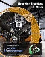 Ventilador de piso industrial iLIVING USA ILG8M36-90DC 36 pulgadas 16000 CFM motor sin escobillas DC velocidad continua