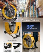Ventilador de piso industrial iLIVING USA ILG8M36-90DC 36 pulgadas 16000 CFM motor sin escobillas DC velocidad continua