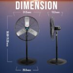 Ventilador de Pedestal Industrial Tornado HI-FAN-30HVOF-1P-HEX2 – 30 pulgadas, 8850 CFM, 3 cuchillas de aluminio, oscila