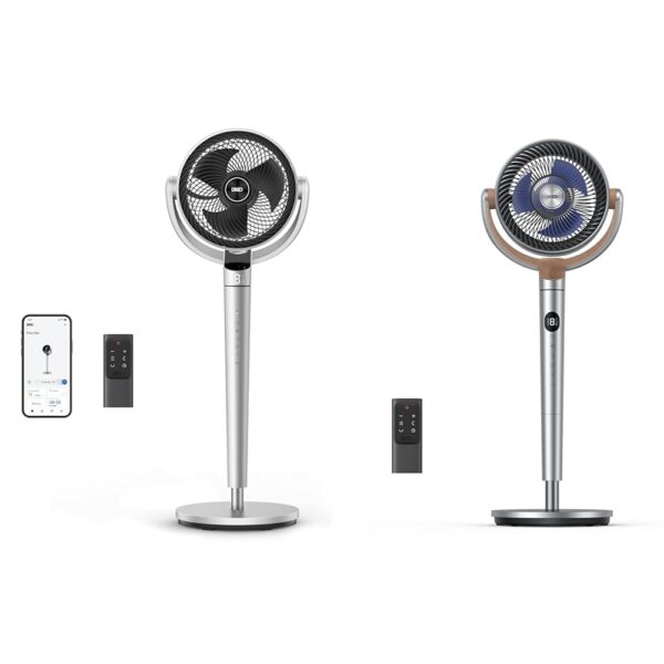 Paquete Ventilador Pedestal Dreo 43 Pulgadas Oscilante Inteligente Wi-Fi con Circulador Control Remoto 80 Pies