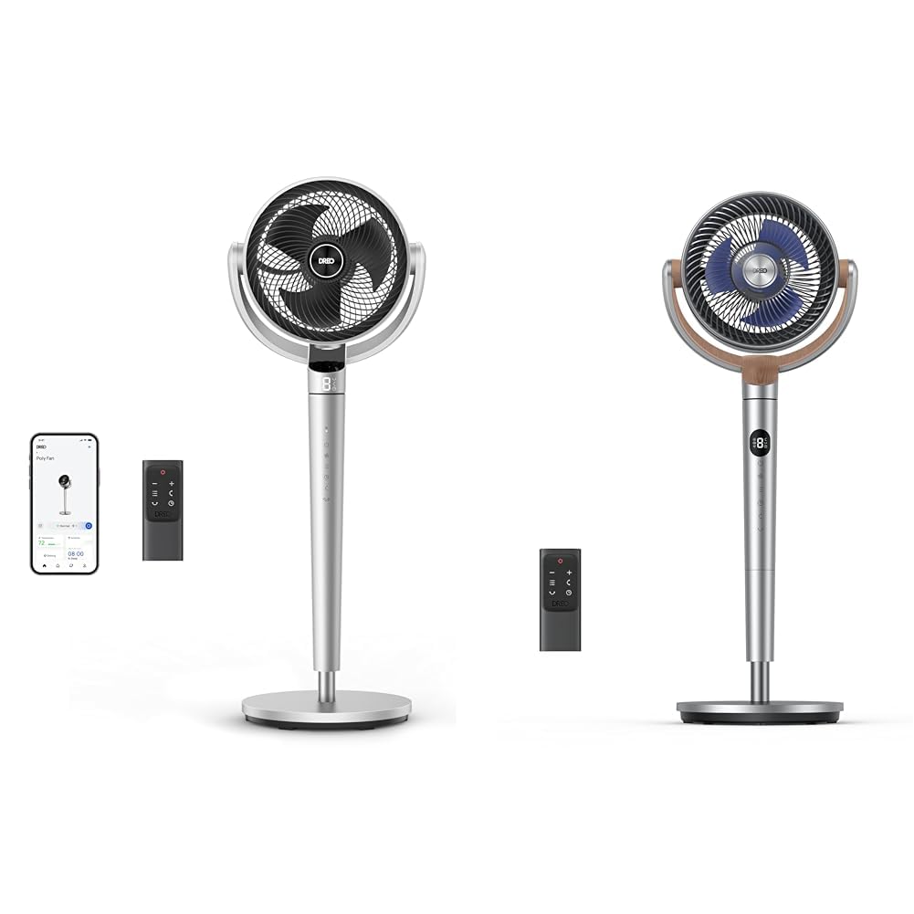 Version 1.0.0 Paquete Ventilador Pedestal Dreo 43 Pulgadas Oscilante Inteligente Wi-Fi con Circulador Control Remoto 80 Pies