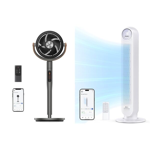 Ventilador de pie Dreo PolyFan 513S 43 pulgadas 882 CFM 25 dB oscilacion 120 grados 8 velocidades y ventilador torre Nom