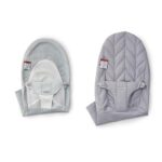 BabyBjörn Asiento de tela para gorila, malla, plateado/blanco y asiento de tela BabyBjörn para gorila, algodón, colcha d