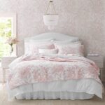 Juego de Ropa de Cama Laura Ashley Queen Edredón Reversible Sábanas Algodón Satén 300 Hilos Rosa
