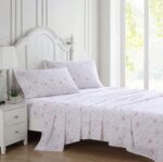 Juego de Ropa de Cama Laura Ashley Queen Edredón Reversible Sábanas Algodón Satén 300 Hilos Rosa