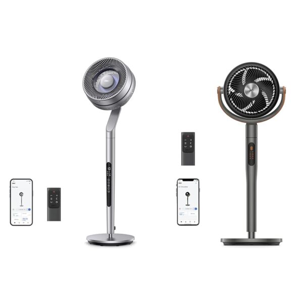 Ventilador Pedestal Dreo Oscilante 120 Grados 10 Velocidades 6 Modos 23dB WiFi Control Remoto 44 Pulgadas