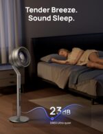 Ventilador Pedestal Dreo Oscilante 120 Grados 10 Velocidades 6 Modos 23dB WiFi Control Remoto 44 Pulgadas