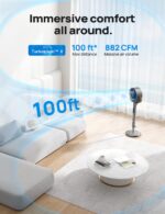 Ventilador Pedestal Dreo Oscilante 120 Grados 10 Velocidades 6 Modos 23dB WiFi Control Remoto 44 Pulgadas