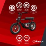 Minibicicleta eléctrica Razor Rambler 16 con casco de ciclismo y dos forros extraíbles